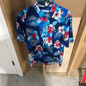 Tommy Bahama Navy Blue Floral Short-Sleeve Button-Down Shirt